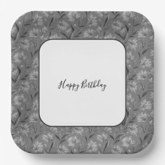Floral Pattern Square Paper Plate