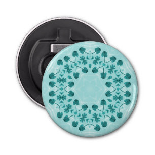 Floral Pattern, Teal Blue Bottle Opener