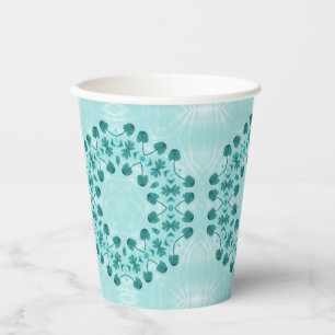 Floral Pattern, Teal Blue Paper Cups