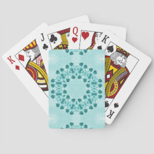 Floral Pattern, Teal Blue Playing Cards