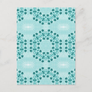Floral Pattern, Teal Blue Postcard
