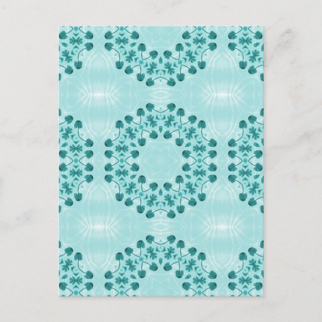 Floral Pattern, Teal Blue Postcard (Front)