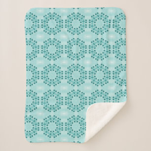Floral Pattern, Teal Blue Sherpa Blanket