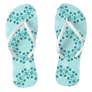 Floral Pattern, Teal Blue Thongs