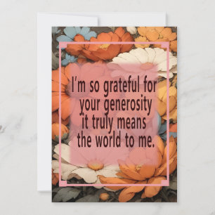 Floral pattern thank you card with a message