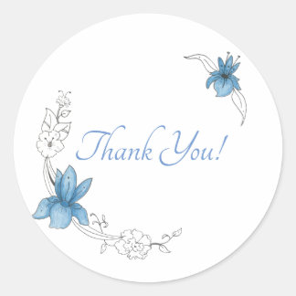 Floral Pattern / Thank you Classic Round Sticker