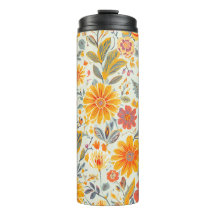Floral Pattern Thermal Tumblers