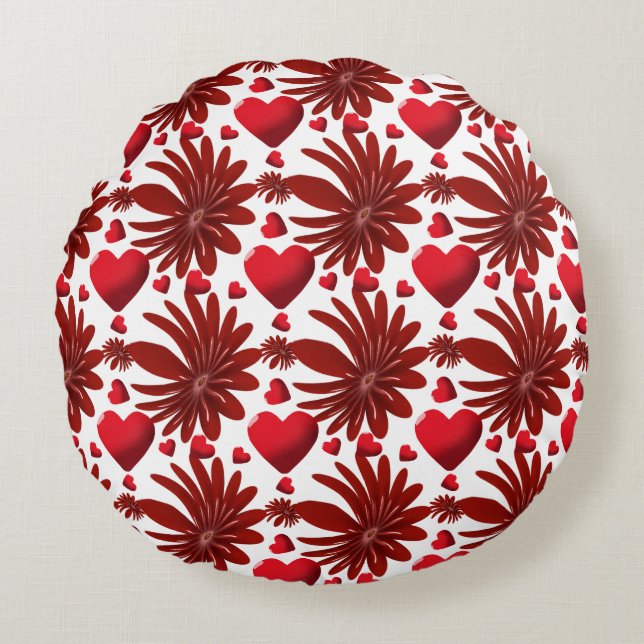 Floral pattern  throw blanket round cushion (Front)
