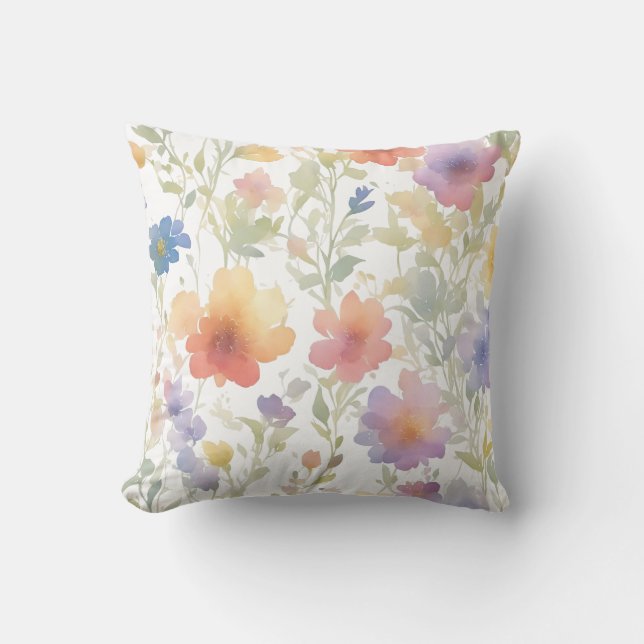 Floral Pattern Throw Pillow (Front)