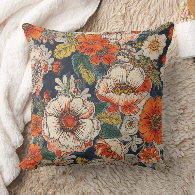 Floral Pattern Throw Pillows (Blanket)