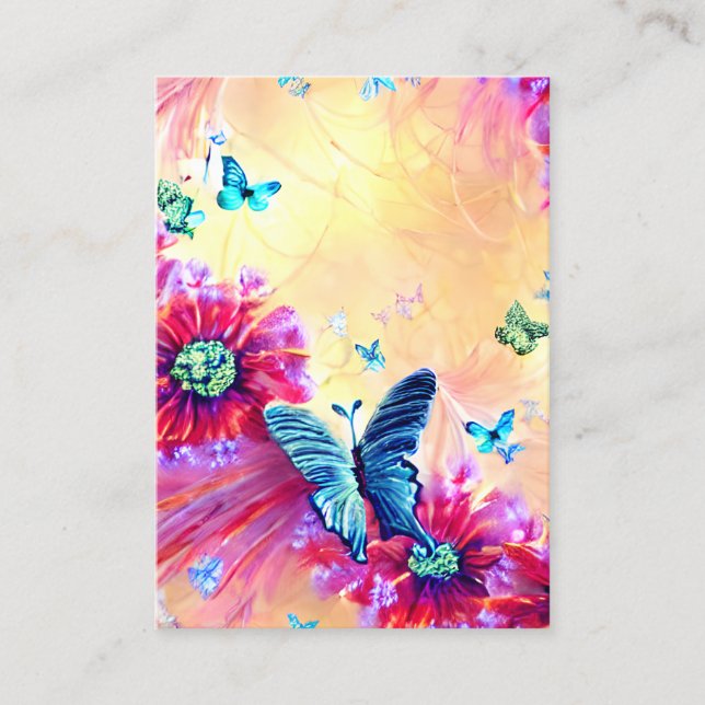 Floral pattern, tropical flowers,tiny diamonds, ti business card (Front)