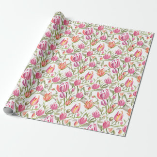 Floral Pattern Tulip Flowers Wrapping Paper