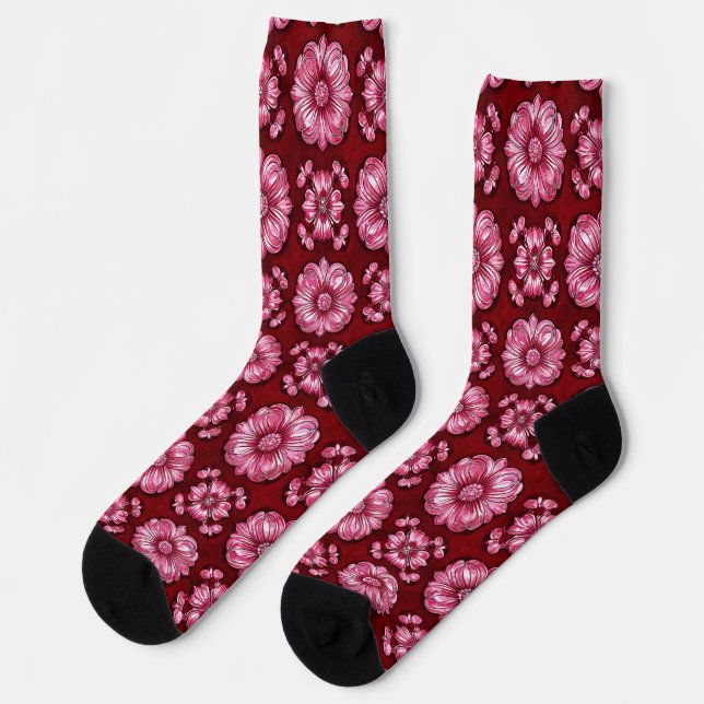 🌺 Floral Pattern Vibrant Home Style Colour ✨ Socks (Left)