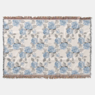 Floral pattern. Vintage blue roses Throw Blanket