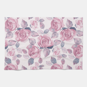 Floral pattern. Vintage roses Tea Towel