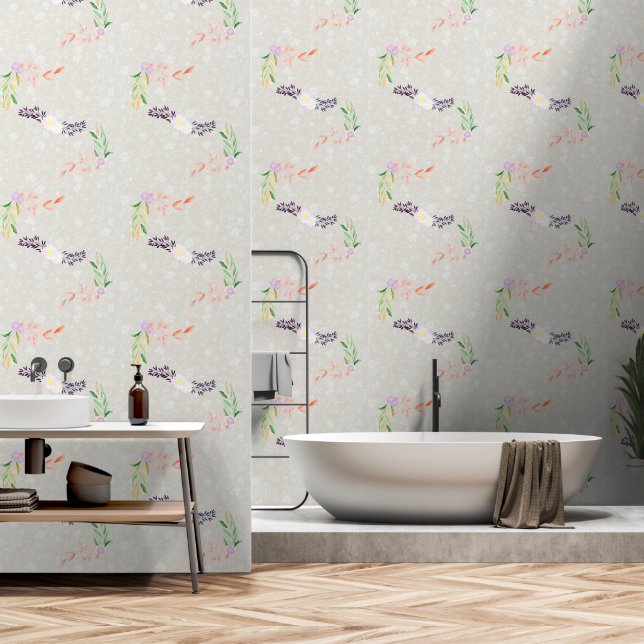 Floral pattern  wallpaper (Bathroom)