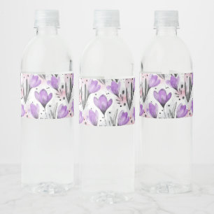Floral pattern water bottle label