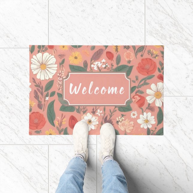 Floral Pattern Welcome Mat (Indoor)