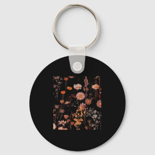 Floral Pattern - Whimsigoth Dark Cottagecore Dark Key Ring