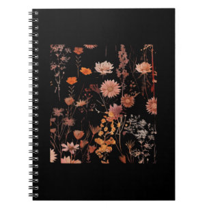 Floral Pattern - Whimsigoth Dark Cottagecore Dark Notebook