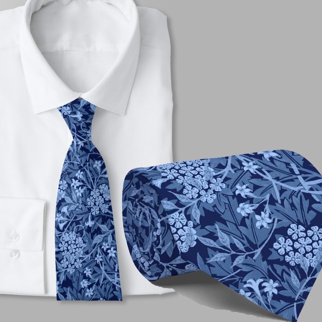 Floral pattern William Morris inspired blue flower Tie (Creator Uploaded)
