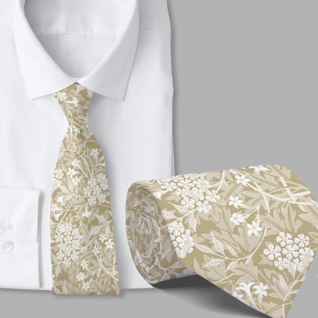 Floral pattern William Morris inspired tan flower Tie (Creator Uploaded)