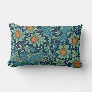 Floral Pattern William Morris Red Yellow Blue Gree Lumbar Cushion