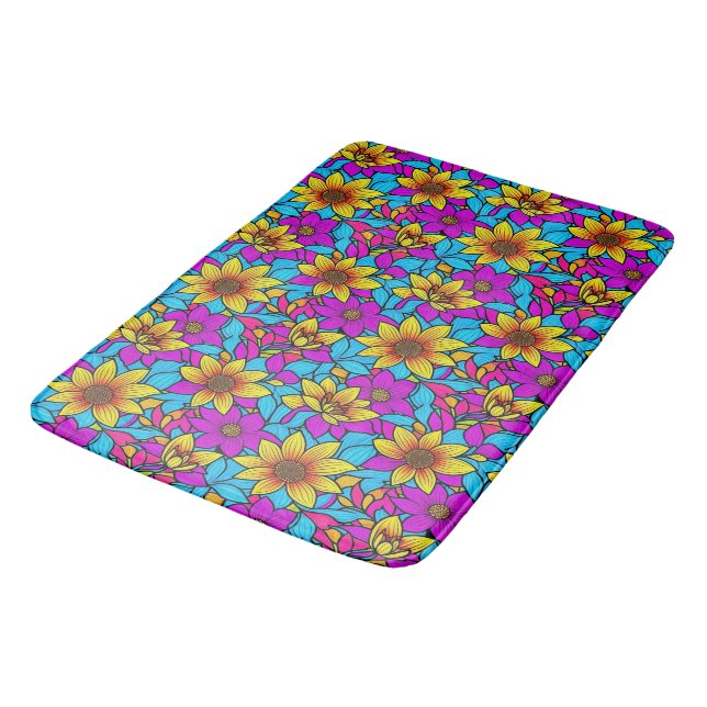 Floral pattern with abstract line art 10 - Bathmat (Angled)