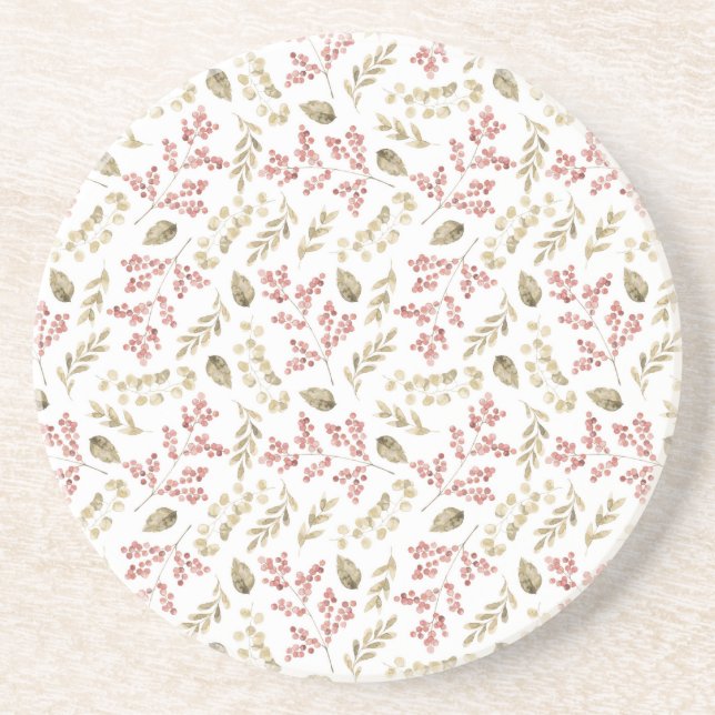 Floral pattern with berries coaster (Front)