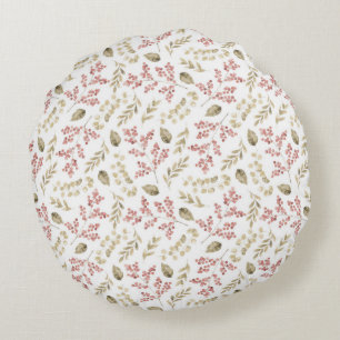 Floral pattern with berries round cushion