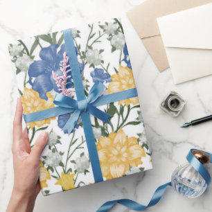 Floral Pattern with Big Flowers Bluebell May Lily Wrapping Paper