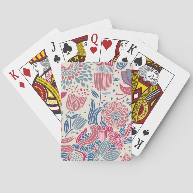 Floral pattern with bird and butterfly playing cards (Back)