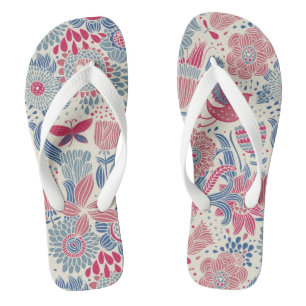 Floral pattern with bird and butterfly thongs