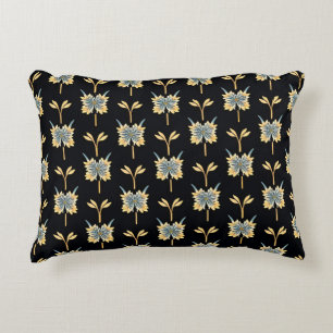 Floral Pattern With Blue Yellow Blossoms Decorative Cushion