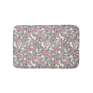 Floral pattern with cartoon birds 2 bath mat
