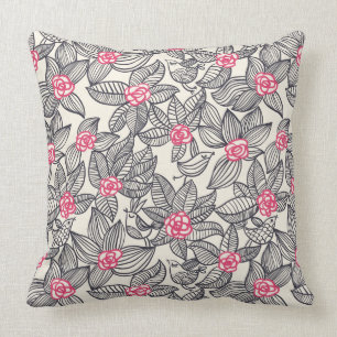 Floral pattern with cartoon birds cushion