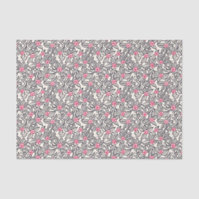 Floral pattern with cartoon birds tissue paper (Front)