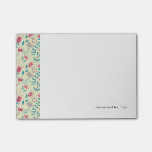 Floral pattern with cartoon cats post-it notes