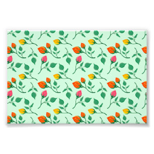 Floral pattern with colored rose flowers photo print