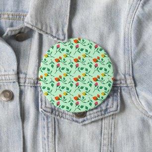 Floral pattern with coloured rose flowers  10 cm round badge