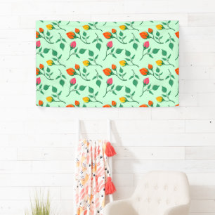 Floral pattern with coloured rose flowers banner