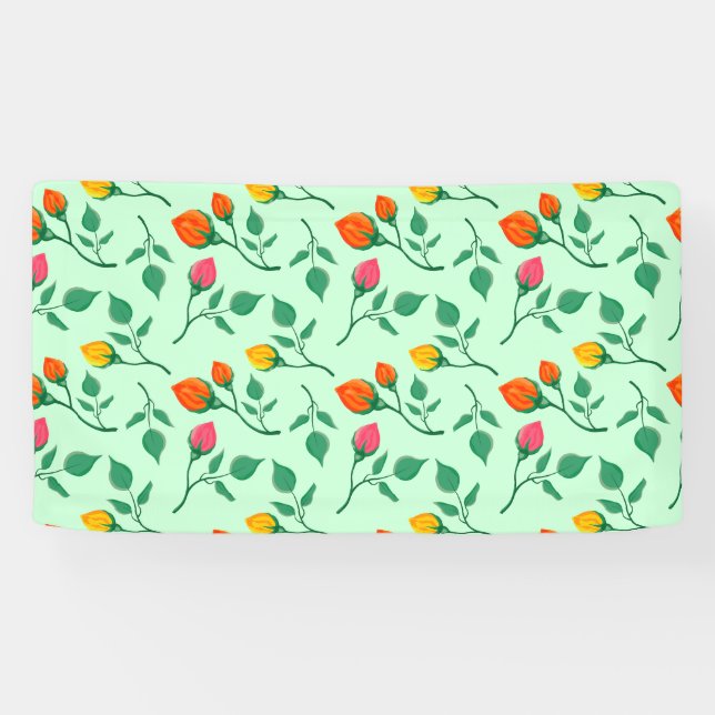 Floral pattern with coloured rose flowers  banner (Horizontal)