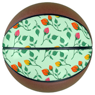 Floral pattern with coloured rose flowers basketball