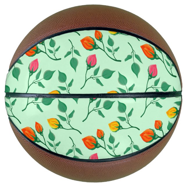 Floral pattern with coloured rose flowers  basketball (Front)
