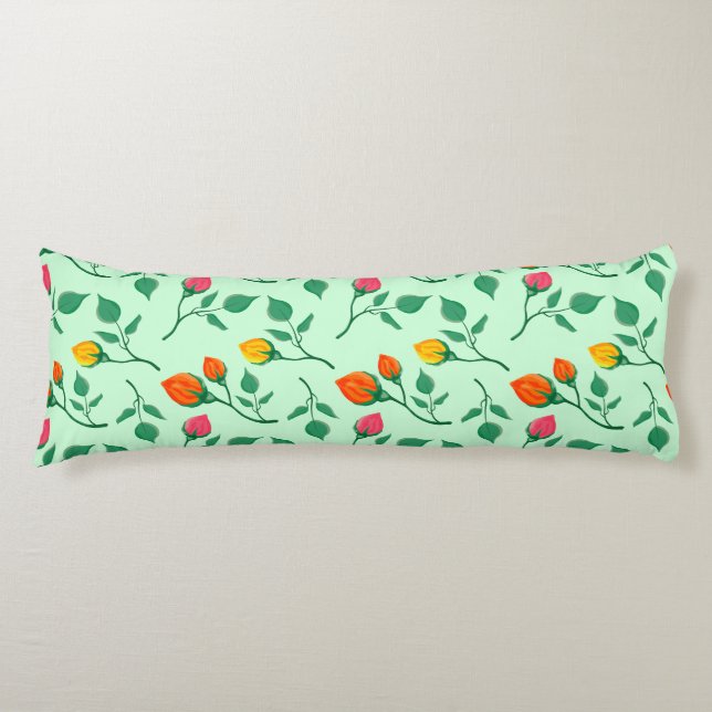 Floral pattern with coloured rose flowers  body cushion (Front)