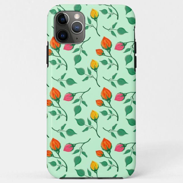 Floral pattern with coloured rose flowers   Case-Mate iPhone case (Back)