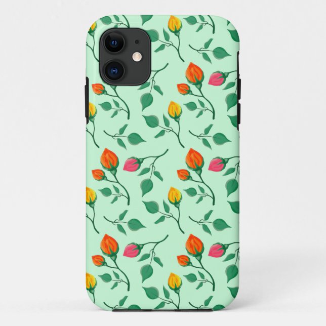 Floral pattern with coloured rose flowers  Case-Mate iPhone case (Back)