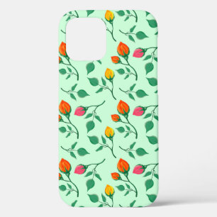 Floral pattern with coloured rose flowers  iPhone 12 case