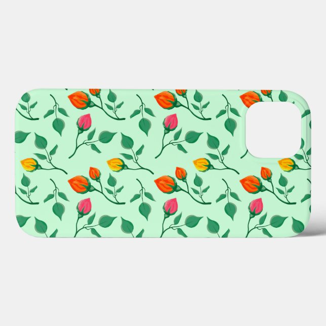 Floral pattern with coloured rose flowers  Case-Mate iPhone case (Back (Horizontal))