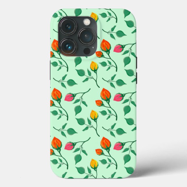 Floral pattern with coloured rose flowers  Case-Mate iPhone case (Back)